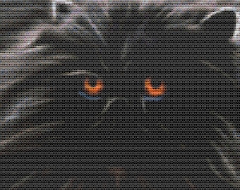 Cat Cross Stitch Pattern Black Cat Cross Stitch Design Kitten Persian Instant Download pdf Cross Stitch