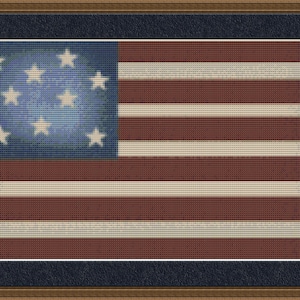 Cross Stitch Pattern Primitive Flag Antique Style Instant Download PdF