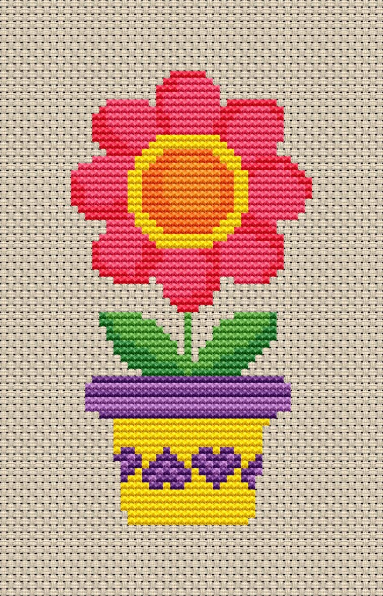 Counted Cross Stitch Designs Fun Flowers Eight Colorful Etsy España