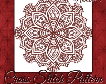 Elegant Medallion 3 Cross Stitch Pattern Stunning Monochromatic Single Color Design Instant Download PdF Pattern