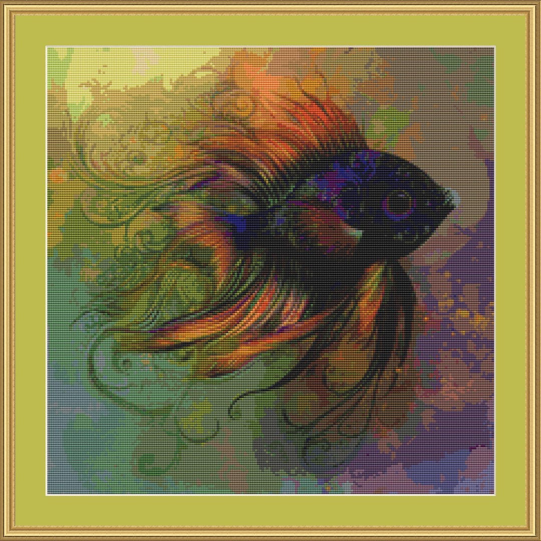 Colorful Fish Cross Stitch Pattern - Vibrant Underwater Betta Design ...