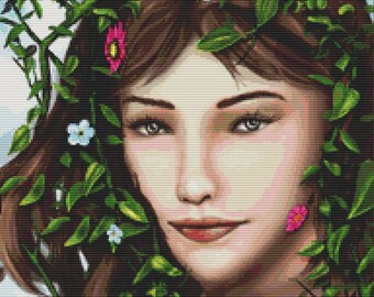 Cross Stitch Pattern Flower Girl Floral Nature Design Instant Download pdf