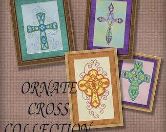 Counted Cross Stitch Pattern Ornate Cross Collection 4 Designs Elegant Instant Download PdF - StitchX Best Seller