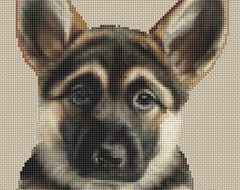 German Shepherd Puppy Cross Stitch Pattern Instant Download PDF