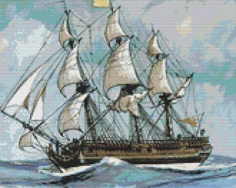 Cross Stitch Pattern Vintage Art Sailing Ship No 1 - Instant Download Cross Stitch Design pdf