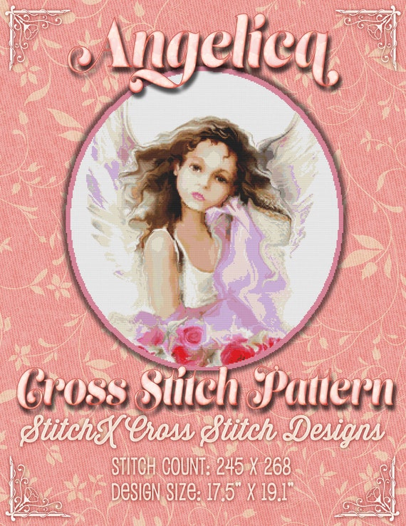 Angelica Cross Stitch Pattern Instant Download pdf Design Angel Cross Stitch Pattern Cross Stitch pdf Download