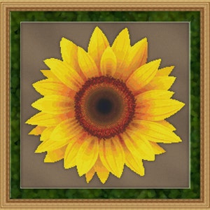 Cross Stitch Pattern Sunflower Design Instant Download Pdf Beautiful Big Flower Sunshine Floral Garden Design