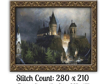 Fantasy Castle Cross Stitch Pattern Téléchargement instantané PdF Superbe château médiéval