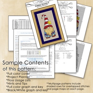 Vintage Merry Christmas Cross Stitch Pattern Retro Style Design Instant Download pdf image 3
