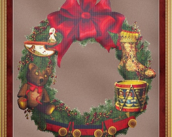 Cross Stitch Pattern Toys Wreath Cross Stitch Pattern / Design