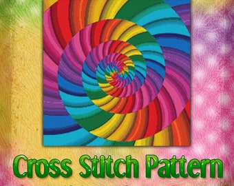 Rainbow Vortex Cross Stitch Pattern Instant Download pdf Design