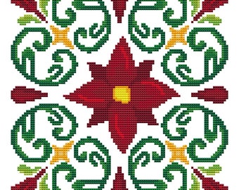 Cross Stitch Pattern - Christmas Square - Instant Download PDF