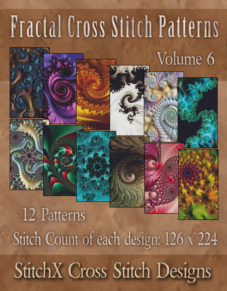 Counted Cross Stitch Designs Fractal Cross Stitch Patterns Volume 6 Twelve Beautiful Charts Instant Download PdF StitchX Best Seller image 1