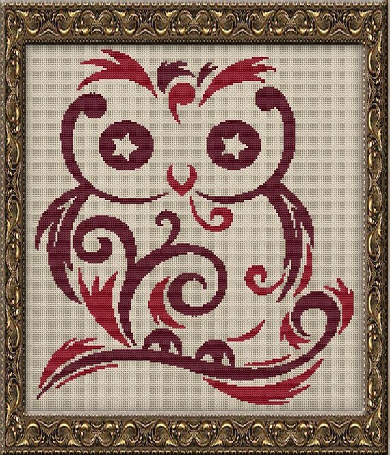 Cross Stitch Pattern Starry Eyed Owl Design Instant Download Etsy