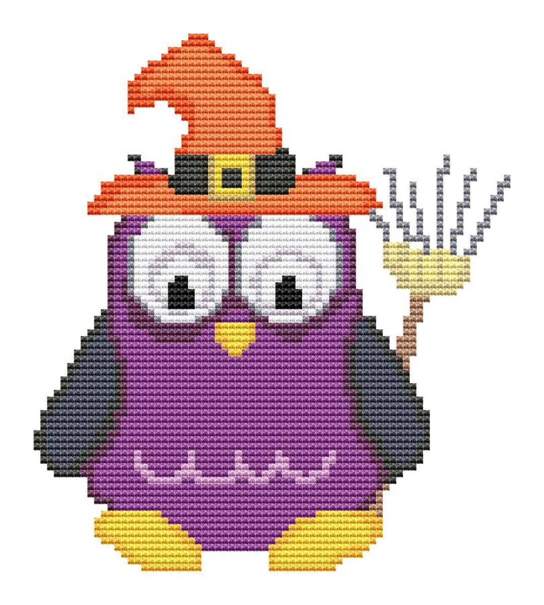 Cross Stitch Pattern Purple Halloween Owl Instant Download PDF - Etsy