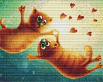 Cross Stitch Pattern - Kitty Love - Instant Download PDF