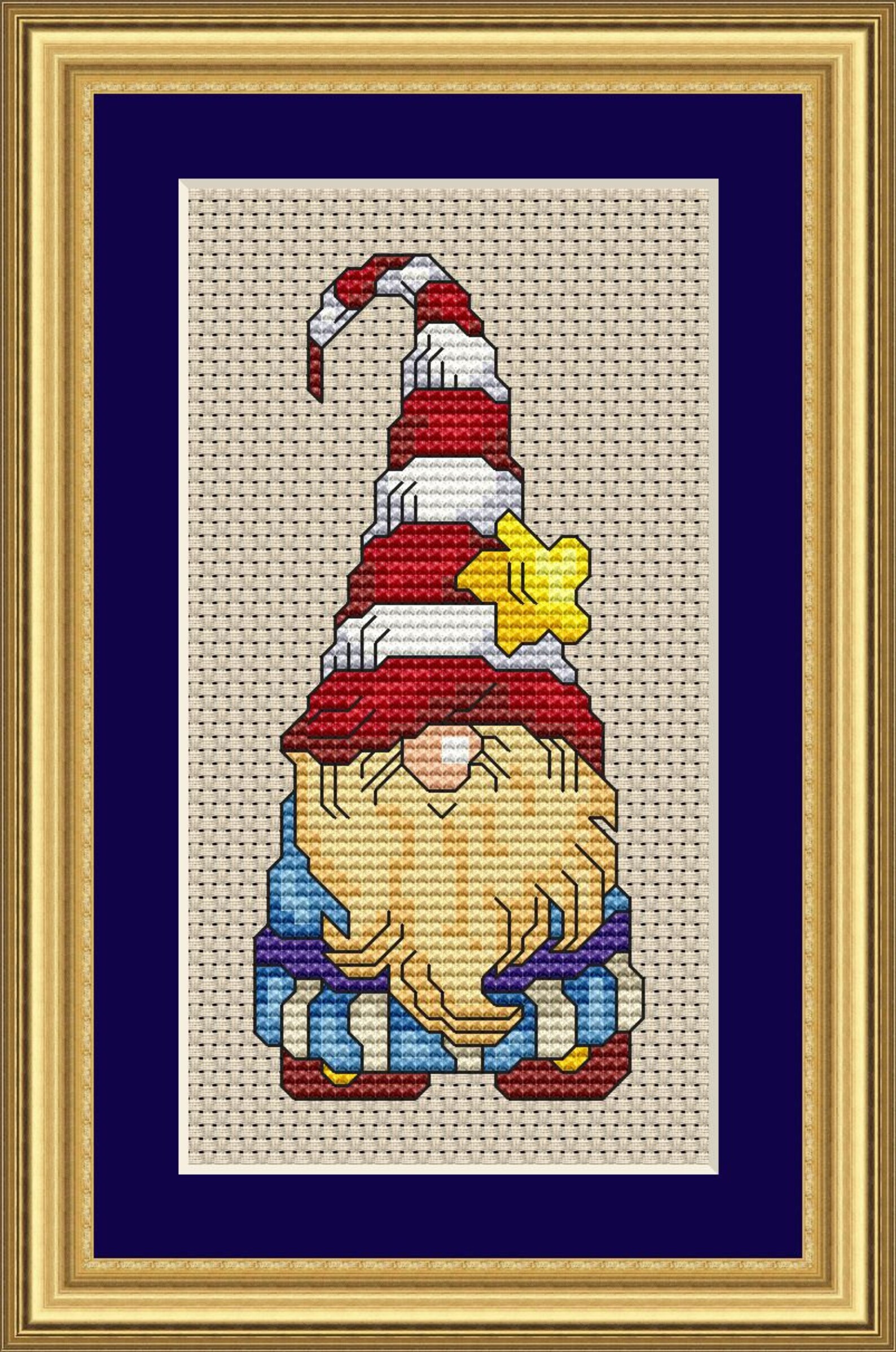 Holiday Gnome 2 Cross Stitch Pattern Fun Modern Design for Holiday