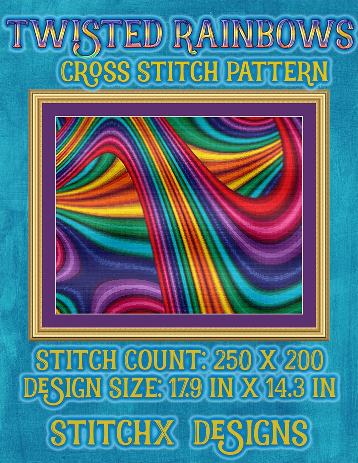 Fractal Cross Stitch Pattern Twisting Rainbow Patterns Instant Etsy