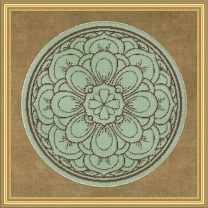 Cross Stitch Pattern Floral Medallion Monochrome No. 4 Single Color Design Instant Download PdF