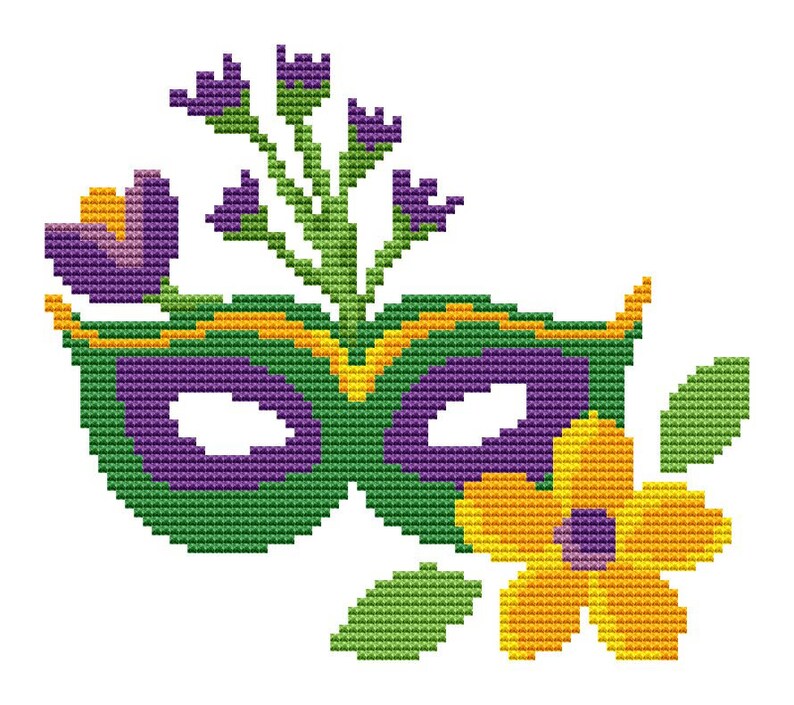 Cross Stitch Pattern Mardi Gras Mask 2 Instant Download PDF - Etsy