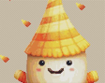 Happy Candy Corn Cross Stitch Pattern Instant Download PDF