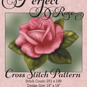 Perfect Rose Floral Cross Stitch Pattern Beautiful Rich Color Design Floral pdf Instant Download Modern Design