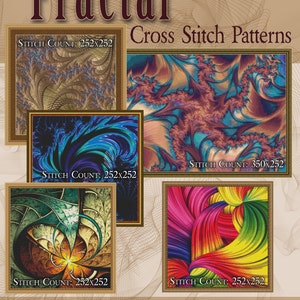 Counted Cross Stitch Designs - Fractal Cross Stitch Patterns Volume 1 - Five Beautiful Charts - Instant Download PdF - StitchX Best Seller