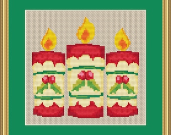 Christmas Candles Cross Stitch Patterns Instant Download pdf