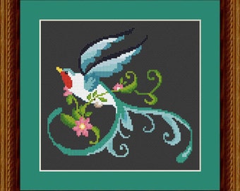 Cross Stitch Pattern Art Deco Bird 3 Instant Download PdF