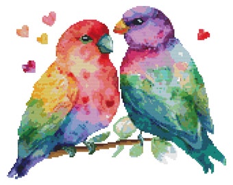 Lovebirds Cross Stitch Pattern Instant Download PDF