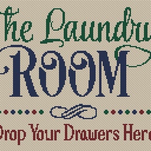 The Laundry Room Drop Your Drawers Cross Stitch Pattern Modern Style Design Instant Download pdf