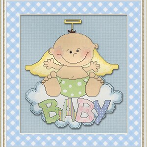 Cross Stitch Pattern Angel Baby Pastel Design Instant Download PdF
