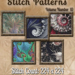 Counted Cross Stitch Designs - Fractal Cross Stitch Patterns Volume 10 - Five Beautiful Charts - Instant Download PdF - StitchX Best Seller