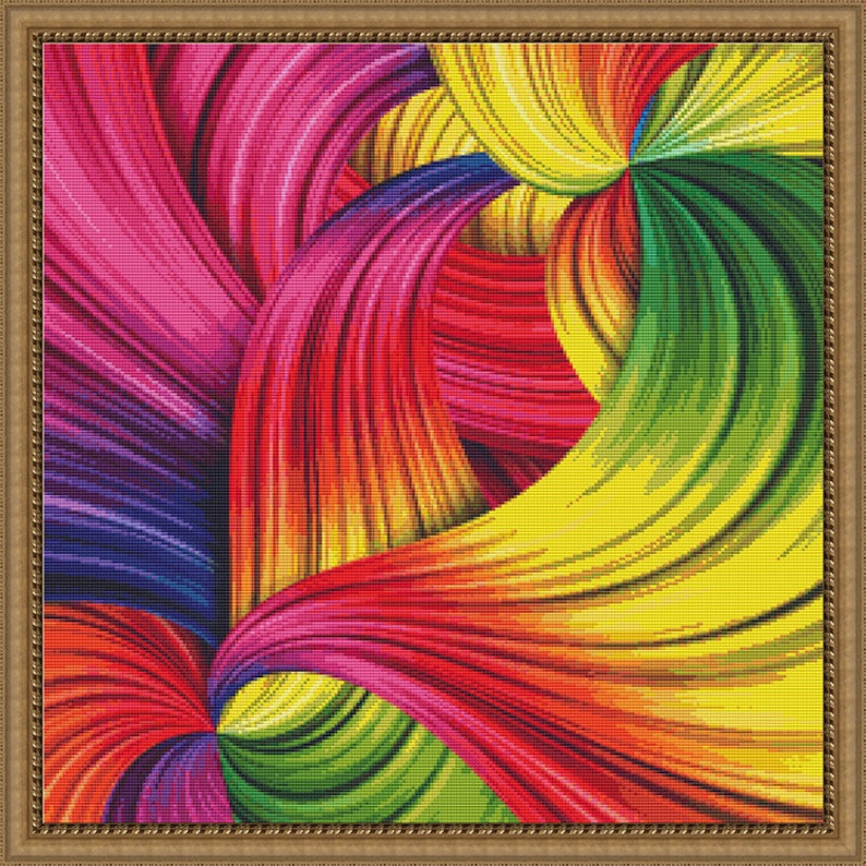 Fractal Cross Stitch Pattern Rainbow Twirl Patterns Instant Télécharger pdf Cross Stitch Design image 1