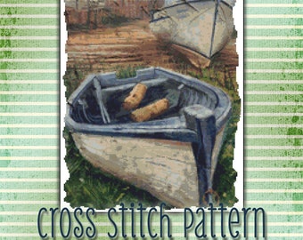 Cross Stitch Pattern Beachside Boats Seaside Nautical Design Instant Download Pdf