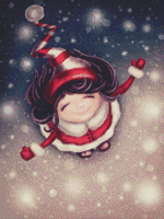 Cross Stitch Pattern - Little Girl Christmas - Instant Download PDF