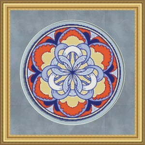 Cross Stitch Pattern Floral Medallion No. 2 Ornate Geometric Design Instant Download PdF