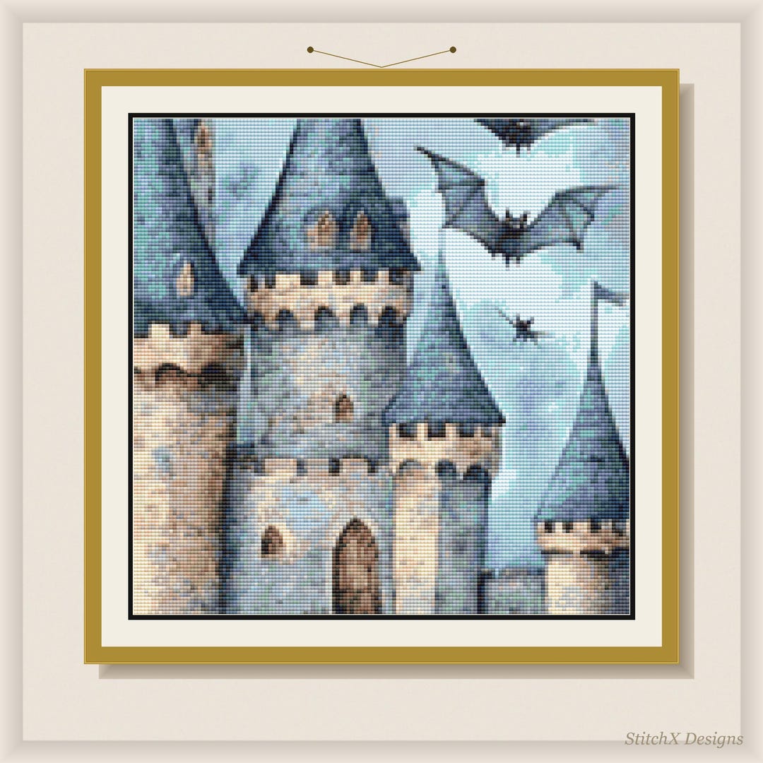 Haunted Castle Bats Cross Stitch Pattern PDF - Halloween Instant ...