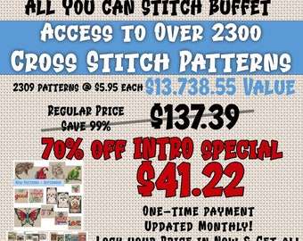 StitchX All You Can Stitch! Access to download more than 2300 cross stitch patterns!  See pics! INTRO Special Price