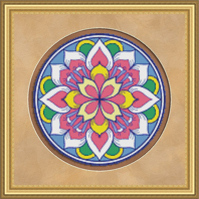 Cross Stitch Pattern Floral Medallion No. 3 Abstract Colorful Design ...