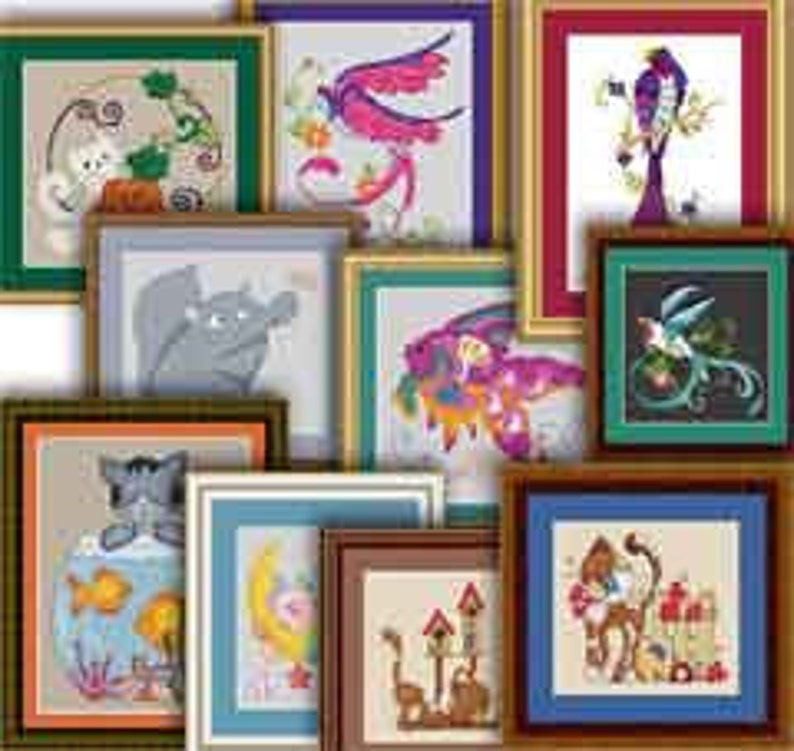 Counted Cross Stitch Pattern Pets Bundle Cats Fish Bird Designs 10 Total Patterns Instant Download PdF StitchX Best Seller image 1