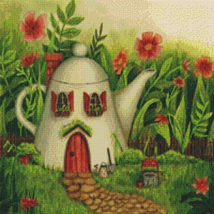 Cross Stitch Pattern Teapot House Instant Download PDF