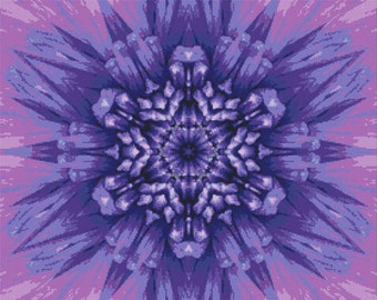 Perfectly Purple Cross Stitch Pattern Fractal Abstract Design Bright Color Geometric Mandala Instant Download Pdf