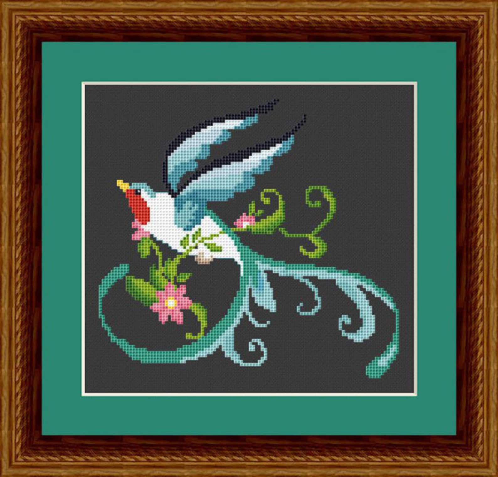 Counted Cross Stitch Pattern Art Deco Bird Series All Four Birds Cross Stitch Patterns Instant