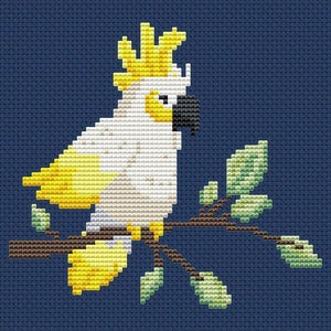 Little Cockatoo Cross Stitch Pattern Modern Design Instant Download PdF Pattern Tropical Bird Parrot