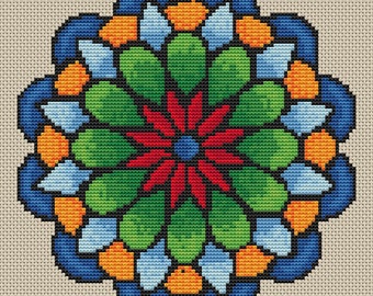 Cross Stitch Pattern Summer Flower Mandala Instant Download PdF