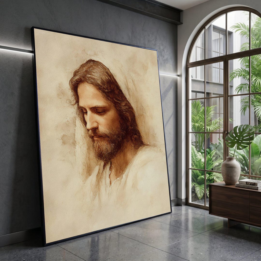 Gentle Portrait of Jesus Christ Canvas Wall Art, Spiritual Religious ...