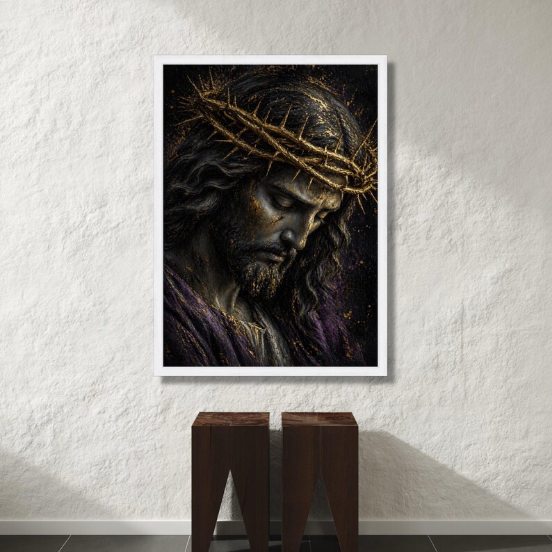 Jesus Christ With Crown of Thorns Canvas, Religious Wall Art, Spiritual ...