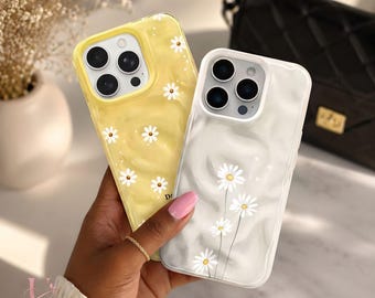 Daisy Smile Phone Case for iPhone 15 Pro Max 14 13 12 11 16 17 Protective Cover Blue Floral Slim Lightweight Stylish Accessory