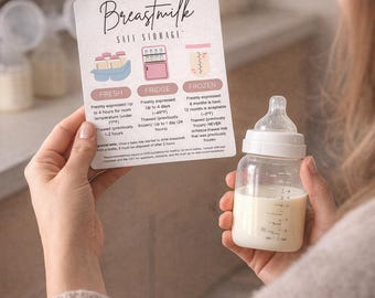 Guía para almacenar la leche materna, tabla para el refrigerador, guía práctica para madres que se extraen leche (descarga digital)